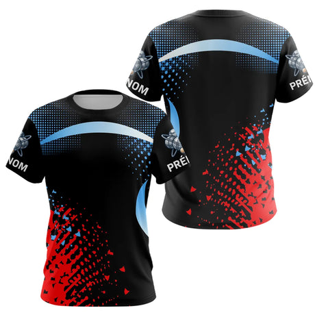 Maillot Pétanque Personnalisé Prénom - Style Noir Bleu Rouge - T-Shirt Femme