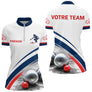 Maillot Pétanque Personnalisé – Style Bleu Élégance Boulodrome - Polo Zippé Femme