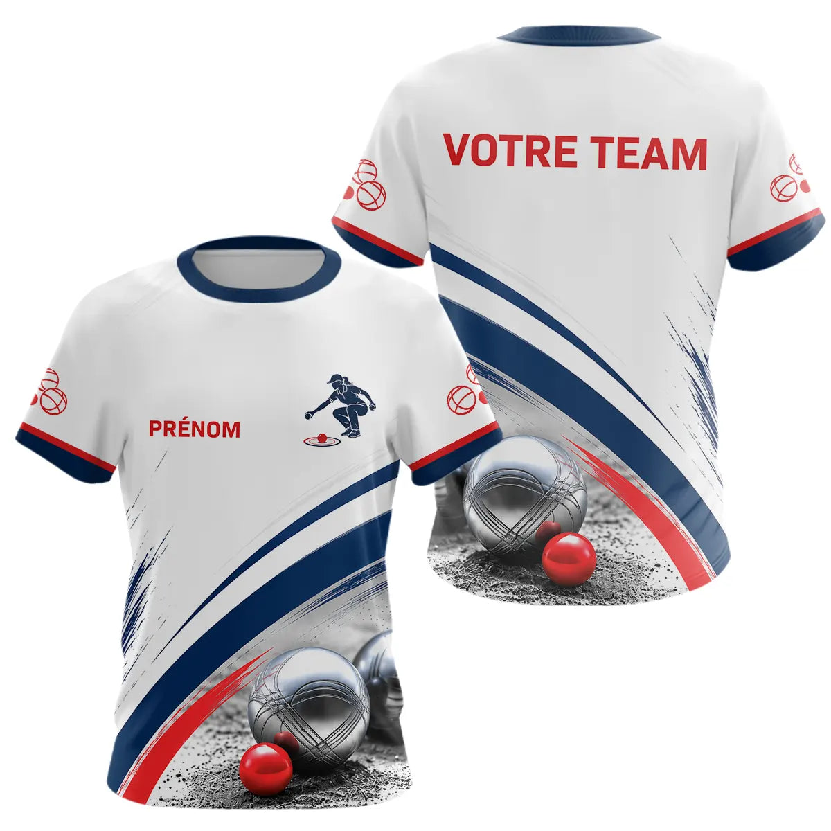 Maillot Pétanque Personnalisé – Style Bleu Élégance Boulodrome - T-Shirt Femme