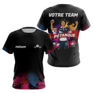 Maillot Pétanque Personnalisé Équipe - Style Noir & Couleur - T-Shirt Femme