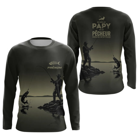 Maillot Papy Pêcheur Personnalisé - Gris Kaki - Long Sleeves Homme