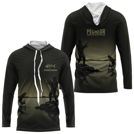 Maillot Papy Pêcheur Personnalisé - Gris Kaki - Long Sleeves Hoodie Homme