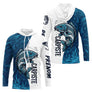 Maillot Passion Pêcheur Carpiste - Blanc & Bleu - Long Sleeves Hoodie Homme