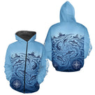 Maillot Passionné Pêche Le Thon - Bleu Personnalisé Anti-UV - Zippé Hoodie Homme