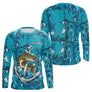 Maillot Respirant Manche Longue Pêche - Brochet Bleu Personnalisé - Long Sleeves Homme