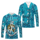 Maillot Respirant Manche Longue Pêche - Brochet Bleu Personnalisé - Long Sleeves Hoodie Homme