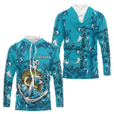 Maillot Respirant Manche Longue Pêche - Brochet Bleu Personnalisé - Long Sleeves Hoodie Homme