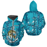 Maillot Respirant Manche Longue Pêche - Brochet Bleu Personnalisé - Zippé Hoodie Homme