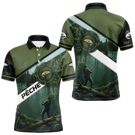 Maillot de Pêche Spécial Carpiste - Vert Kaki Homme Passion - Polo Homme