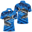 Maillot de Pêcheur Sportif Anti UV - Brochet Bleu Personnalisé - Polo Homme