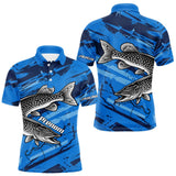 Maillot de Pêcheur Sportif Anti UV - Brochet Bleu Personnalisé - Polo Homme