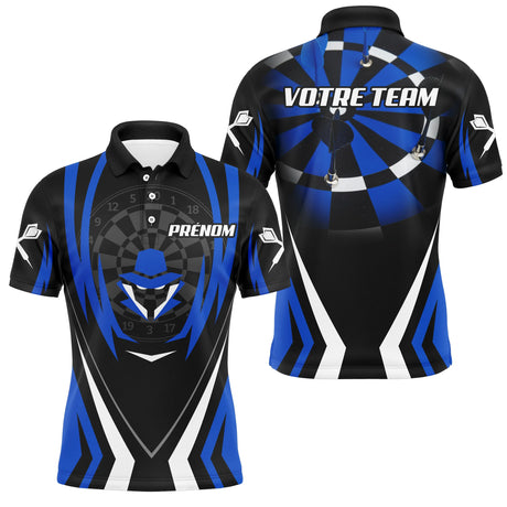 Mailot Fléchettes Personnalisé - Style Bleu Noir Moderne - Polo Homme