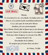Couverture polaire personnalisée maman format lettre manuscrite enveloppe vintage rouge et bleu