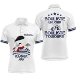 Polo Blanc Bouliste Un Jour Pétanque - Homme Femme Sur Mesure - Polo Homme