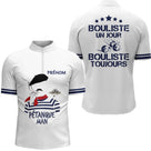 Polo Blanc Bouliste Un Jour Pétanque - Homme Femme Sur Mesure - Polo Zippé Homme