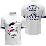 Polo Blanc Bouliste Un Jour Pétanque - Homme Femme Sur Mesure - Polo Zippé Homme