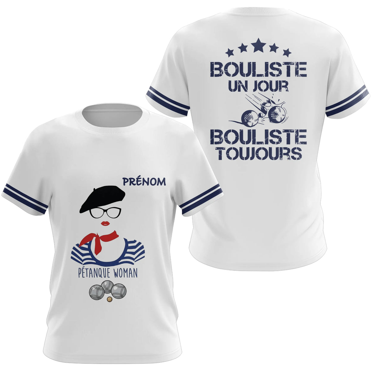 Polo Blanc Bouliste Un Jour Pétanque - Homme Femme Sur Mesure - T-Shirt Femme