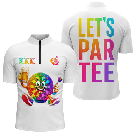 Polo Blanc Fléchettes Cartoon - Let's Par Tee Personnalisé - Polo Zippé Homme