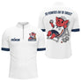 Polo Blanc & Marine Pétanque - Design Cochonnet Drôle - Polo Zippé Homme