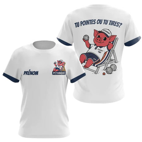Polo Blanc & Marine Pétanque - Design Cochonnet Drôle - T-Shirt Femme