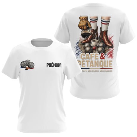Polo Blanc Pétanque - Café & Passion Homme Femme - T-Shirt Femme