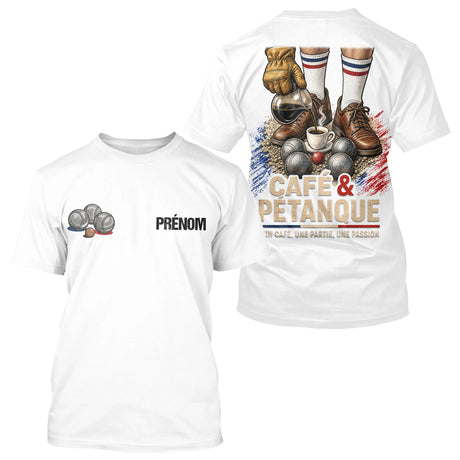 Polo Blanc Pétanque - Café & Passion Homme Femme - T-Shirt Homme