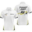 Polo Blanc Pétanque Addict - Personnalisé Bouliste Blanc & Jaune - Polo Homme