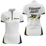 Polo Blanc Pétanque Addict - Personnalisé Bouliste Blanc & Jaune - Polo Zippé Femme