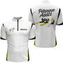 Polo Blanc Pétanque Addict - Personnalisé Bouliste Blanc & Jaune - Polo Zippé Homme