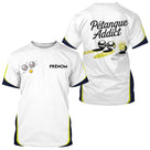 Polo Blanc Pétanque Addict - Personnalisé Bouliste Blanc & Jaune - T-Shirt Homme
