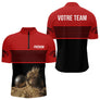 Polo Boules Pétanque Personnalisé - Rouge et Noir Prénom - Polo Zippé Homme