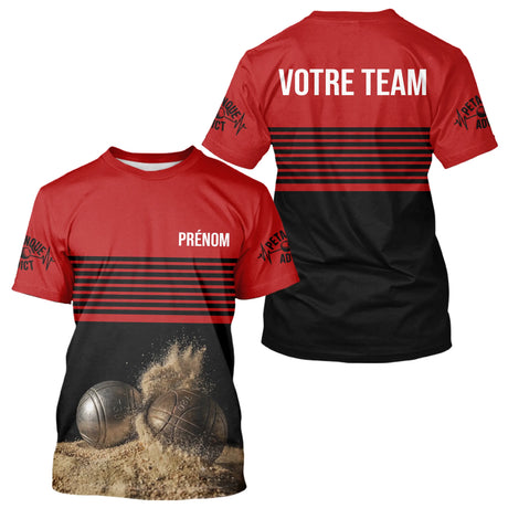 Polo Boules Pétanque Personnalisé - Rouge et Noir Prénom - T-Shirt Homme