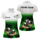 Polo Boules Pétanque Tenue Unique - Nom & Équipe Blanc Vert - Polo Femme