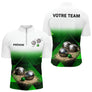 Polo Boules Pétanque Tenue Unique - Nom & Équipe Blanc Vert - Polo Zippé Homme