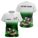 Polo Boules Pétanque Tenue Unique - Nom & Équipe Blanc Vert - T-Shirt Femme