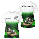 Polo Boules Pétanque Tenue Unique - Nom & Équipe Blanc Vert - T-Shirt Homme