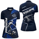 Polo Bouliste Bleu Personnalisable - Équipe Homme Femme - Polo Zippé Femme