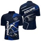 Polo Bouliste Bleu Personnalisable - Équipe Homme Femme - Polo Zippé Homme