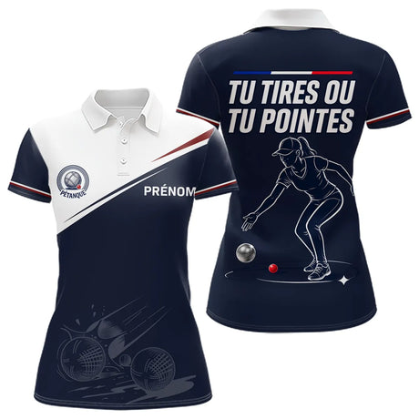 Polo Bouliste Pétanque Homme Femme - Bleu Marine - Polo Femme