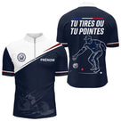 Polo Bouliste Pétanque Homme Femme - Bleu Marine - Polo Zippé Homme