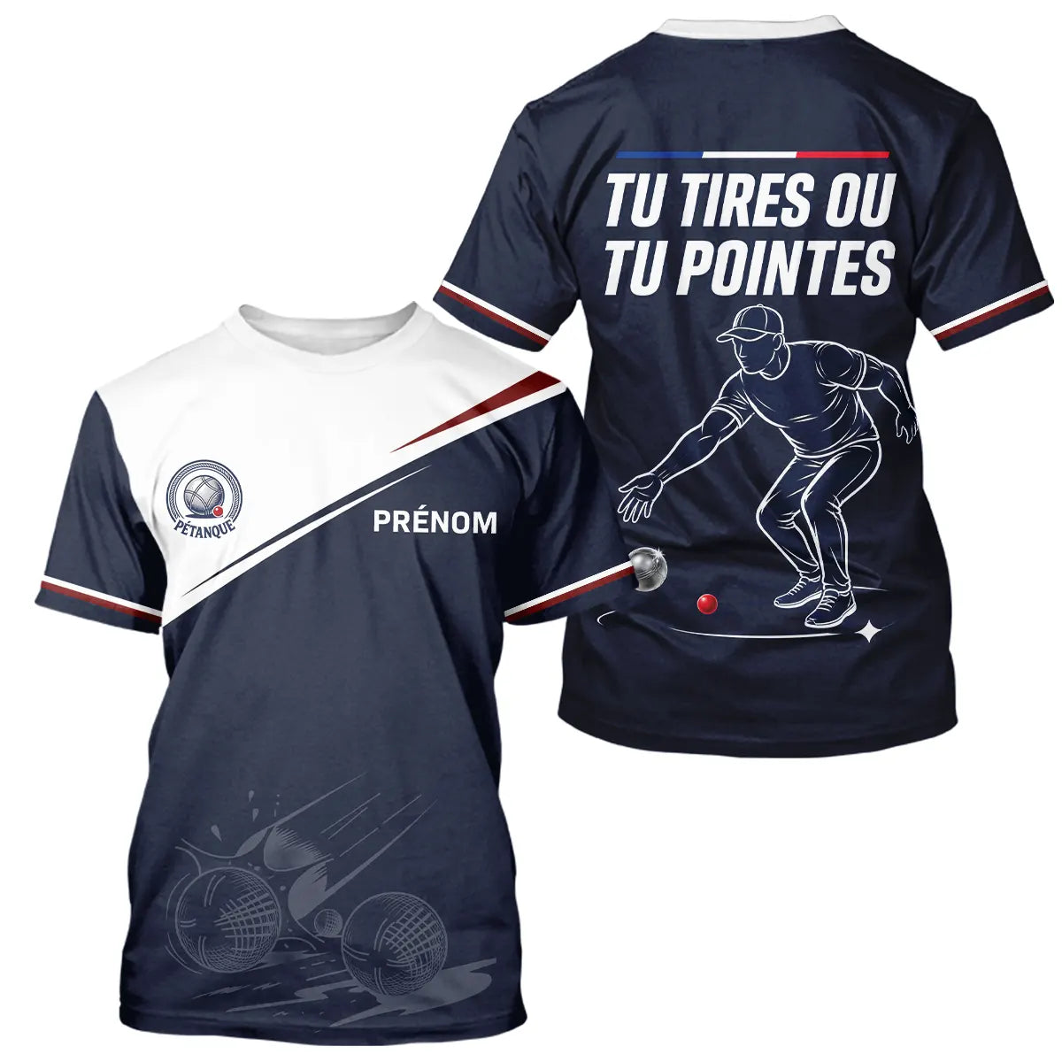 Polo Bouliste Pétanque Homme Femme - Bleu Marine - T-Shirt Homme