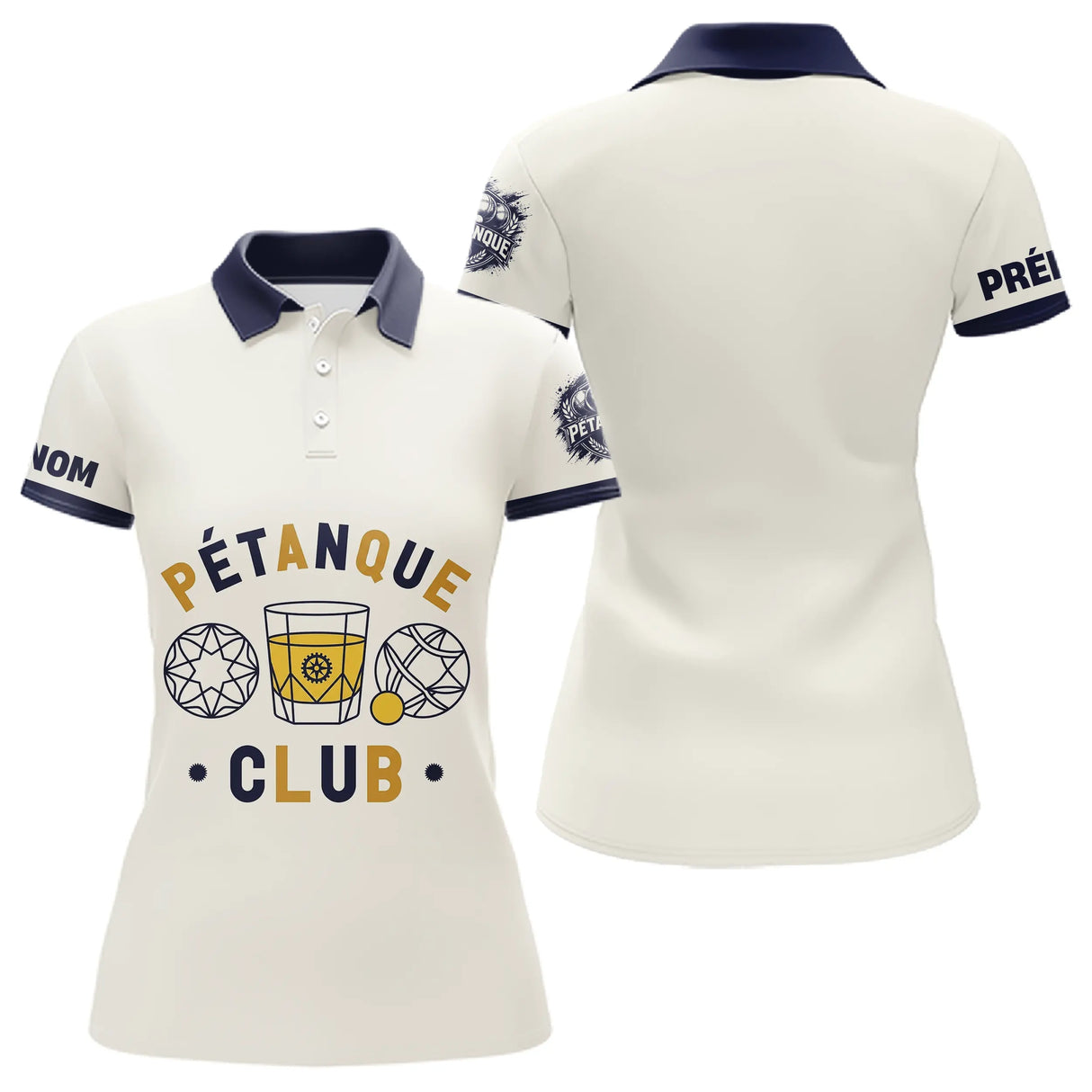 Polo Cadeau Bouliste Personnalisé - Crème & Bleu Passionnés - Polo Femme