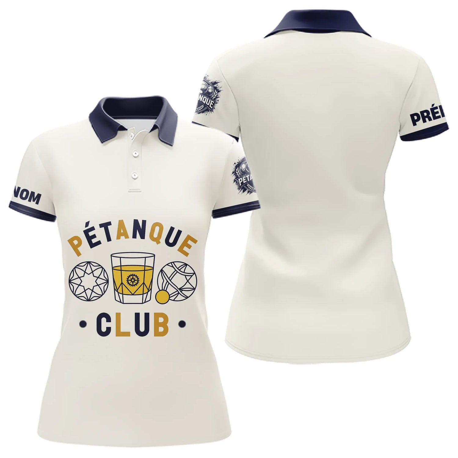 Polo Cadeau Bouliste Personnalisé - Crème & Bleu Passionnés - Polo Femme