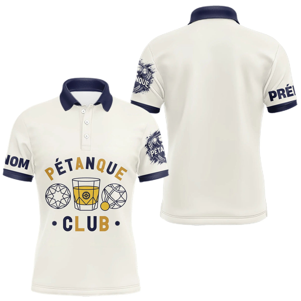 Polo Cadeau Bouliste Personnalisé - Crème & Bleu Passionnés - Polo Homme