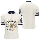 Polo Cadeau Bouliste Personnalisé - Crème & Bleu Passionnés - Polo Zippé Homme