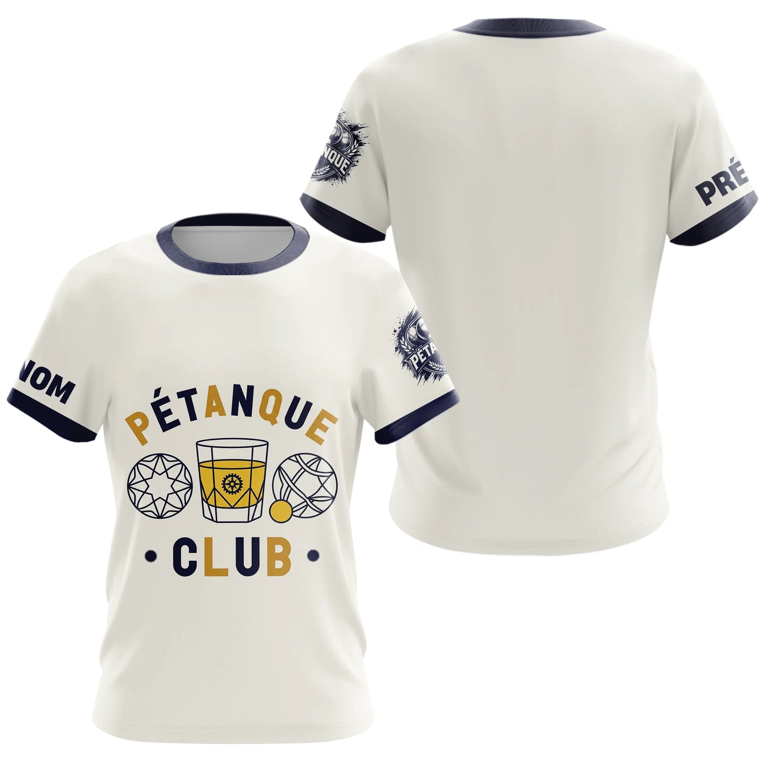 Polo Cadeau Bouliste Personnalisé - Crème & Bleu Passionnés - T-Shirt Femme