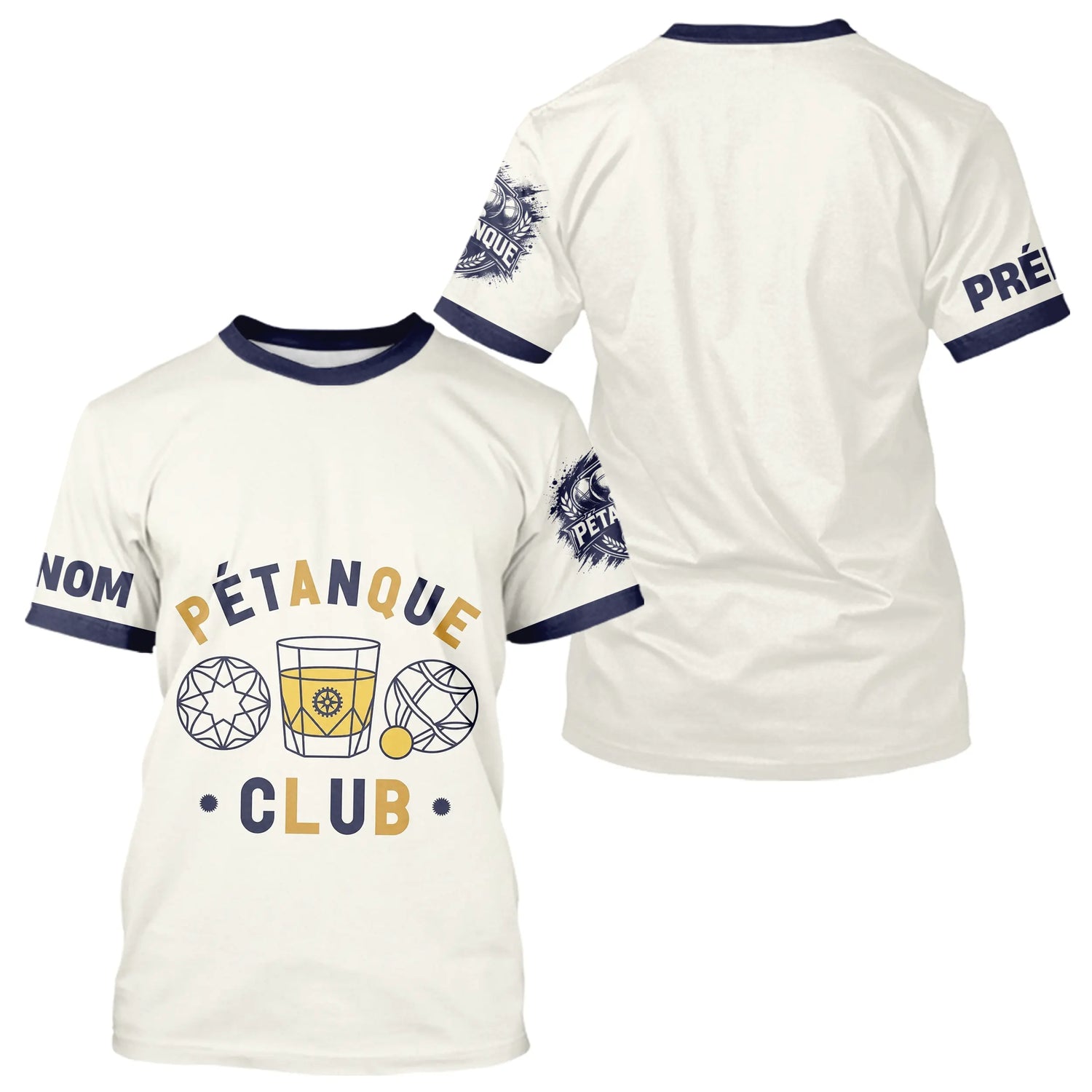 Polo Cadeau Bouliste Personnalisé - Crème & Bleu Passionnés - T-Shirt Homme