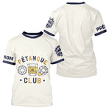 Polo Cadeau Bouliste Personnalisé - Crème & Bleu Passionnés - T-Shirt Homme
