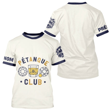 Polo Cadeau Bouliste Personnalisé - Crème & Bleu Passionnés - T-Shirt Homme