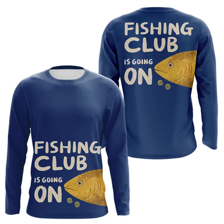 Polo Cadeau Pêche "Fishing Club" - Bleue Personnalisé - Long Sleeves Homme